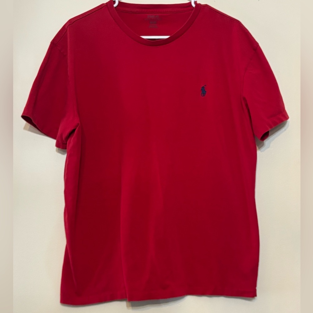 Polo by Ralph Lauren Red Crewneck Tee Logo Shirt Men’s Medium Fits Large